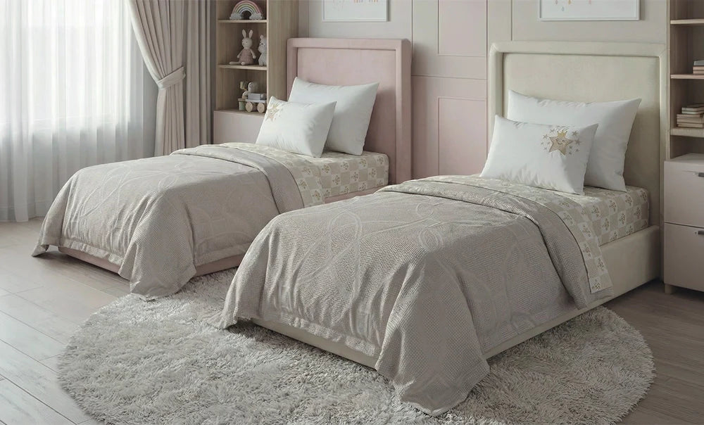 Camila single embroidered Ebro coverlet, 6 pieces