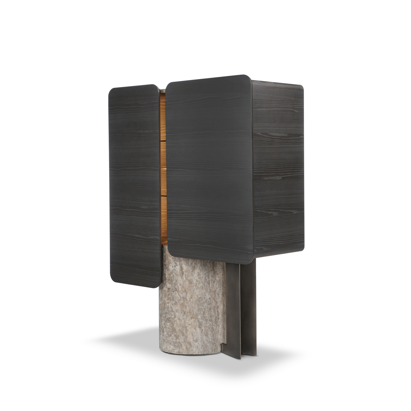Whimsical Stone and Wood Cabinet