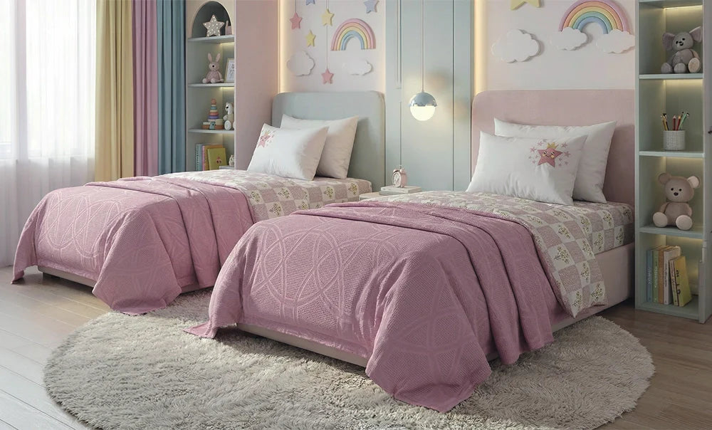 Camila single embroidered Ebro coverlet, 6 pieces