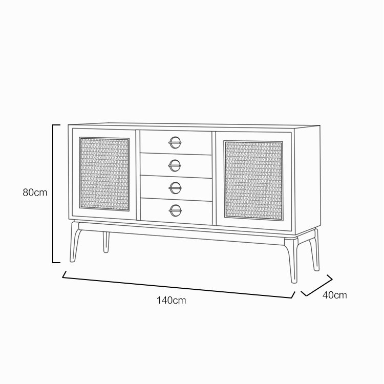 Wooden Rattan Storage Shelf