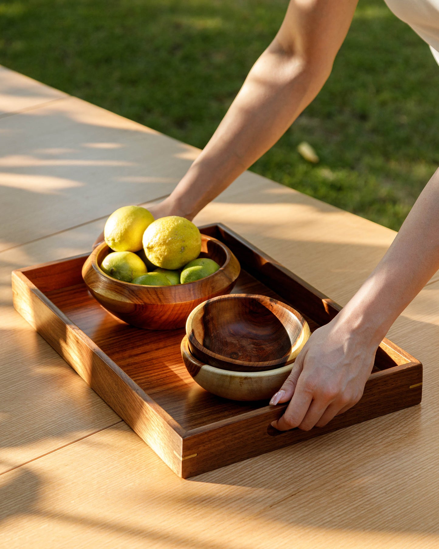 Handmade Wood & Brass Tray