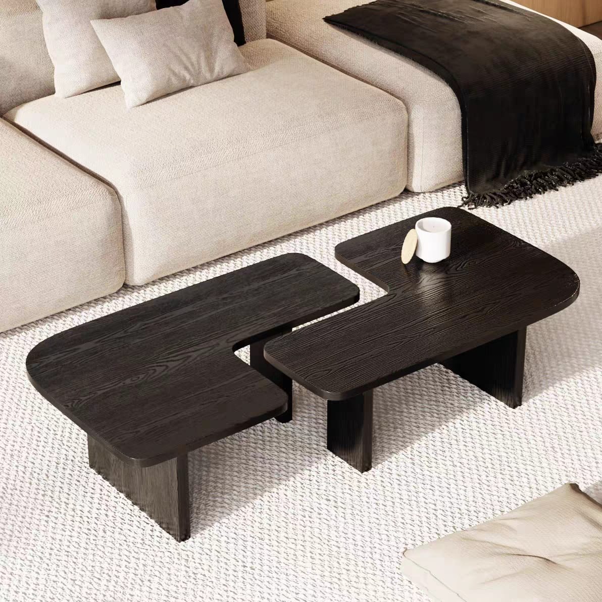 Modern Dual-Tone Puzzle Coffee Table Set