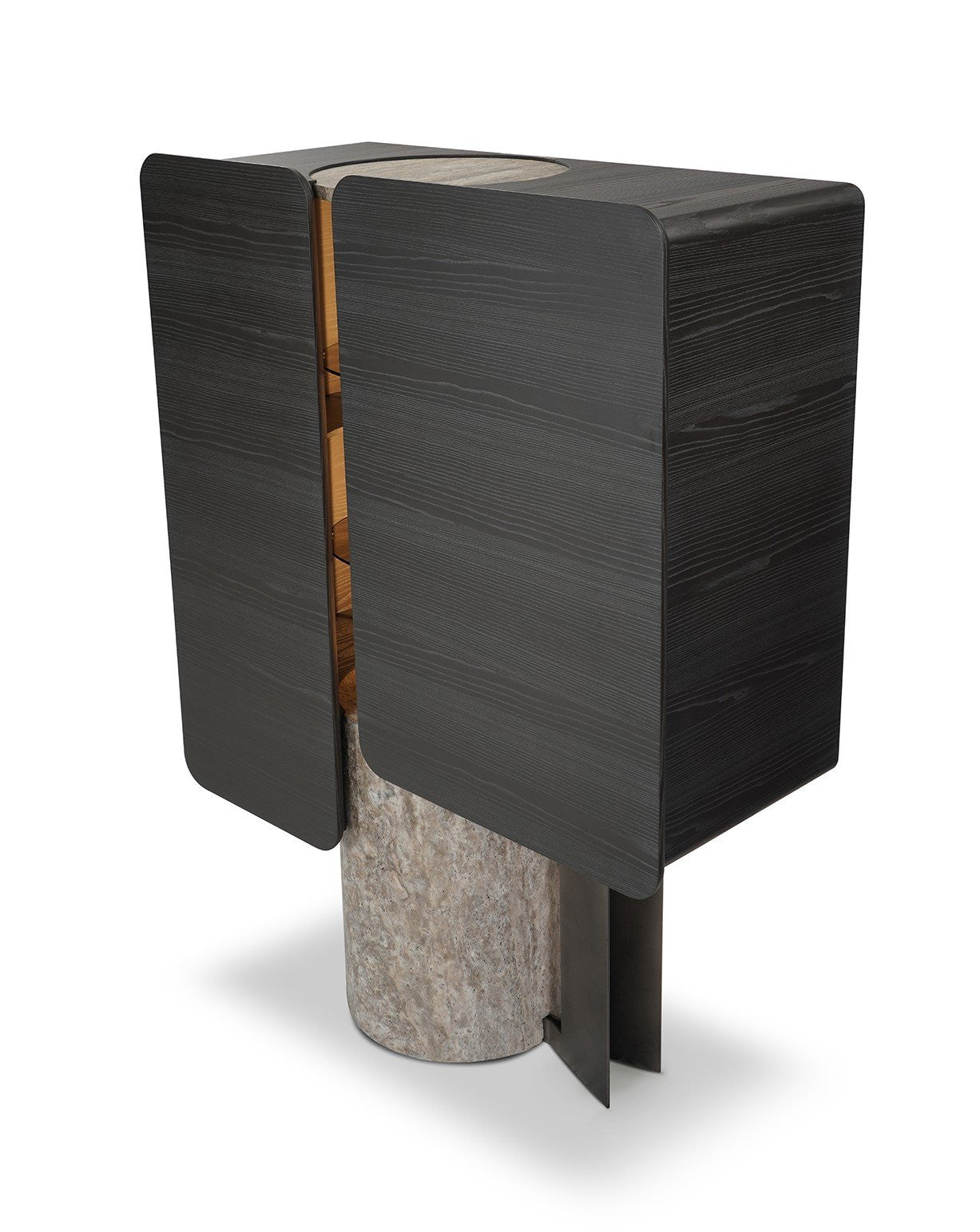 Whimsical Stone and Wood Cabinet