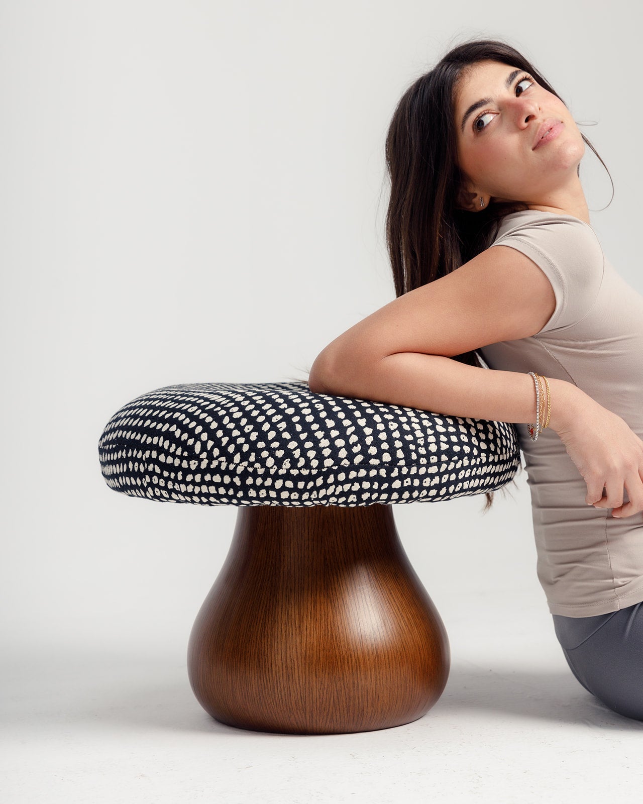 BW Mushroom Pouf