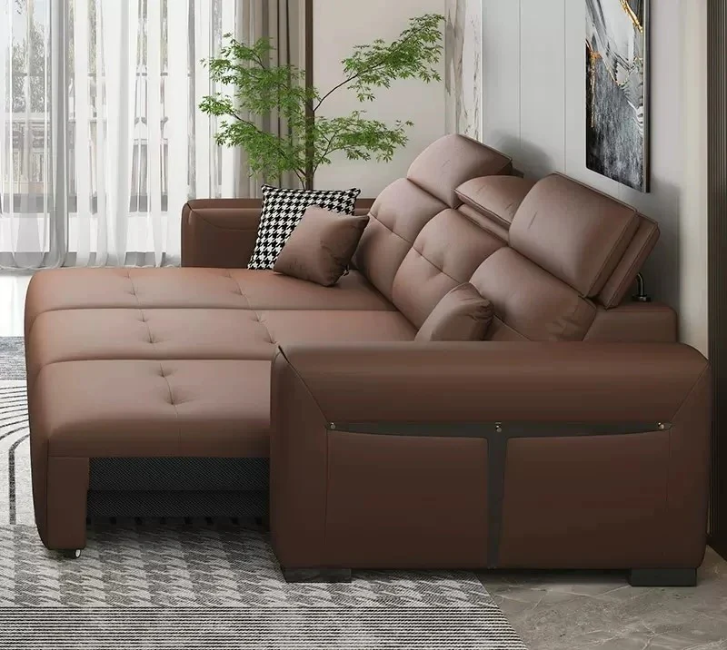 Versatile Multi-Angle Electric Leather Sectional Sofa Bed