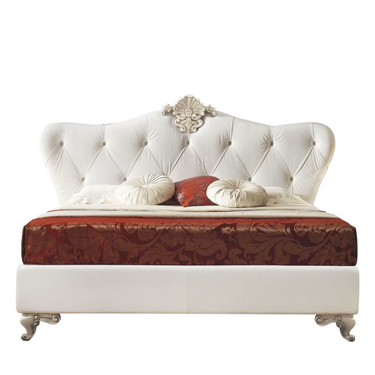 White leather bed