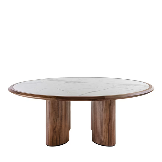 Diamante round canaletto and carrara marble table