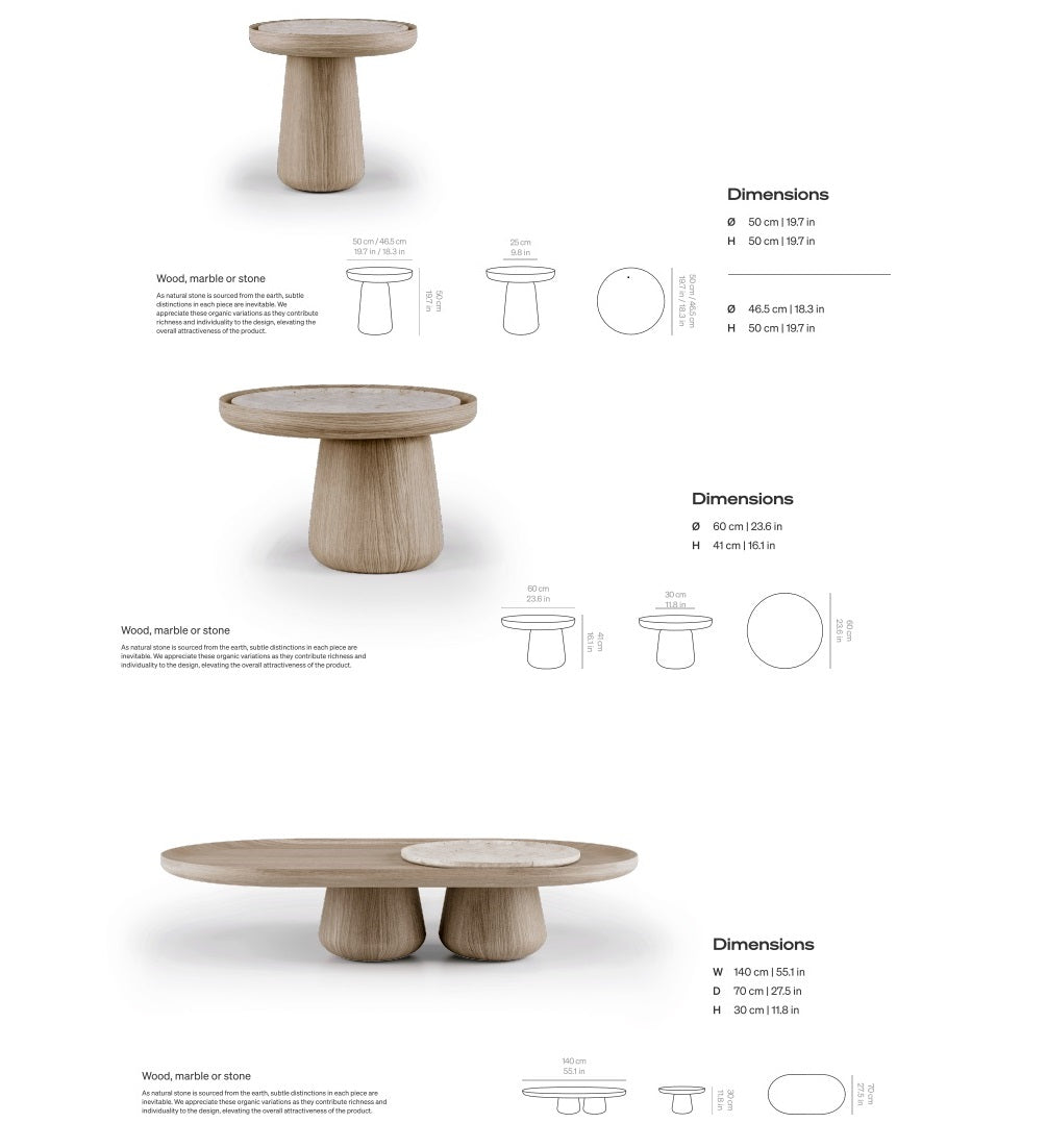 Sahra | Travertine & Solid Wood Table Set