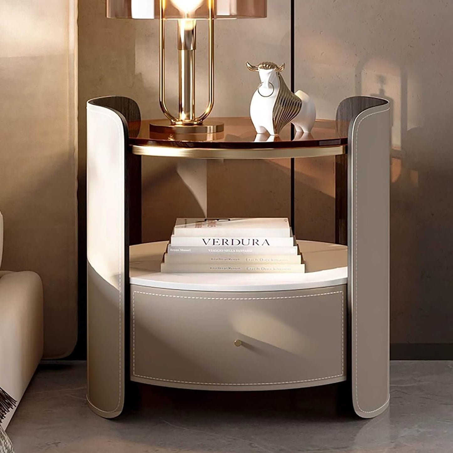 Luxury round nightstand