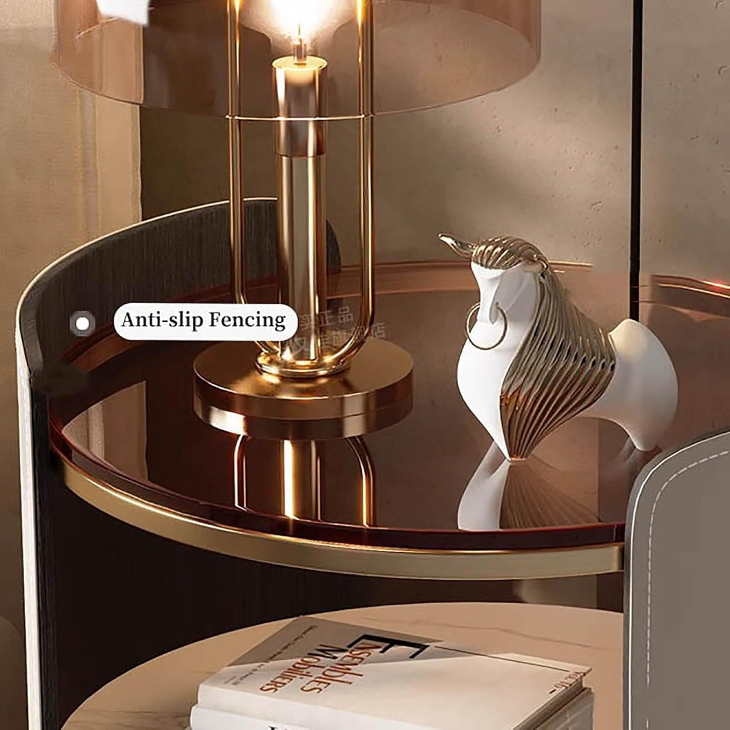 Luxury round nightstand