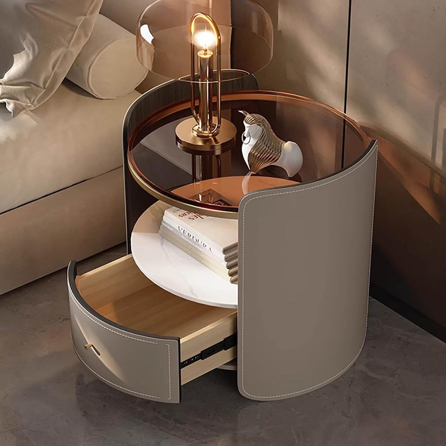 Luxury round nightstand