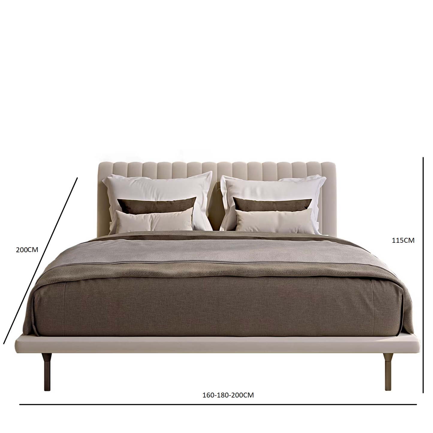 Opale small channeled beige double bed