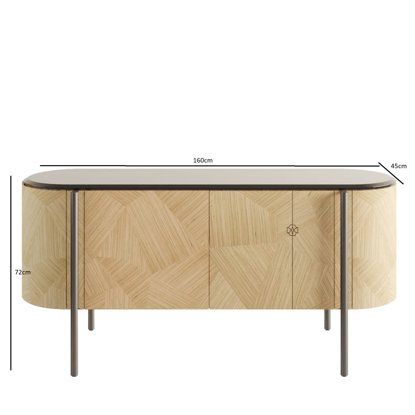 Mia 4-door curved beige sideboard
