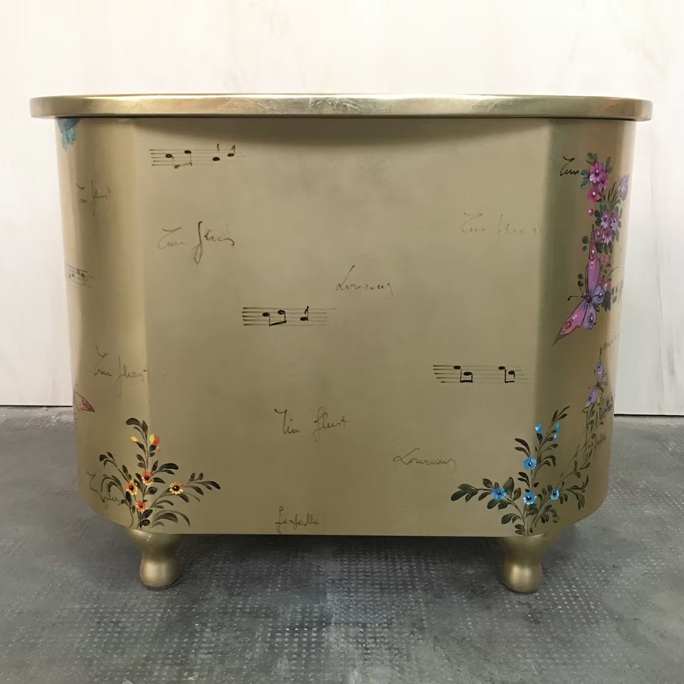 Curved bedside hand painted table