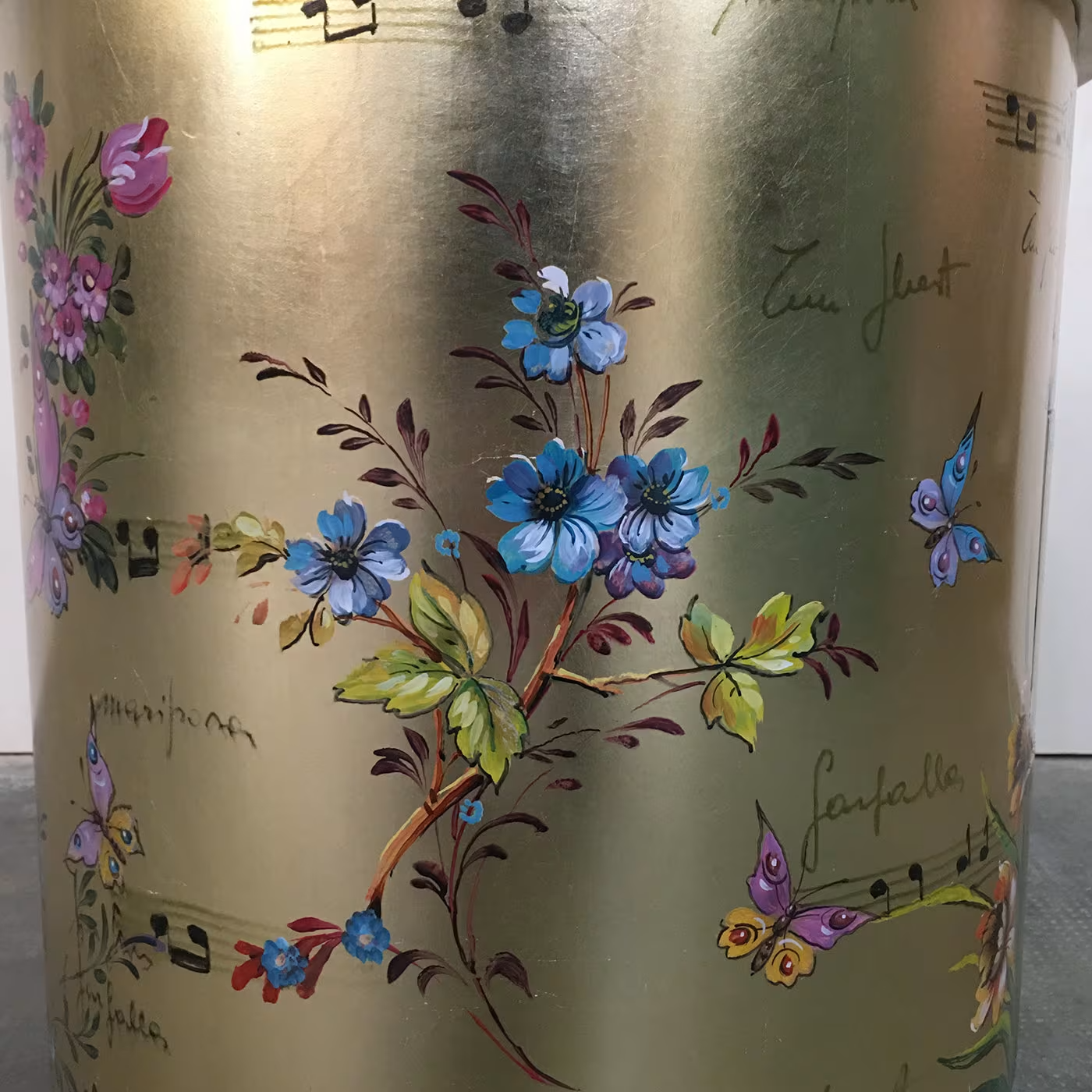 Curved bedside hand painted table