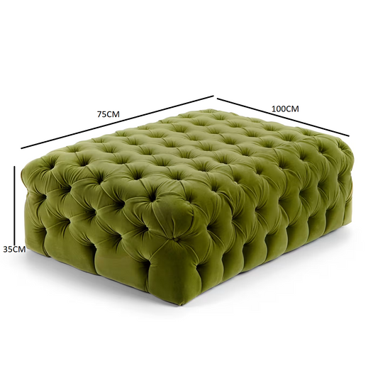 Malvina collection green rectangular padded pouf