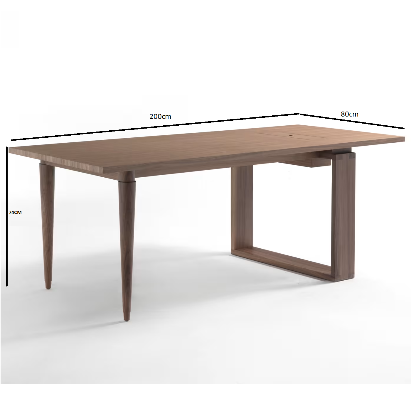 There is a wooden table