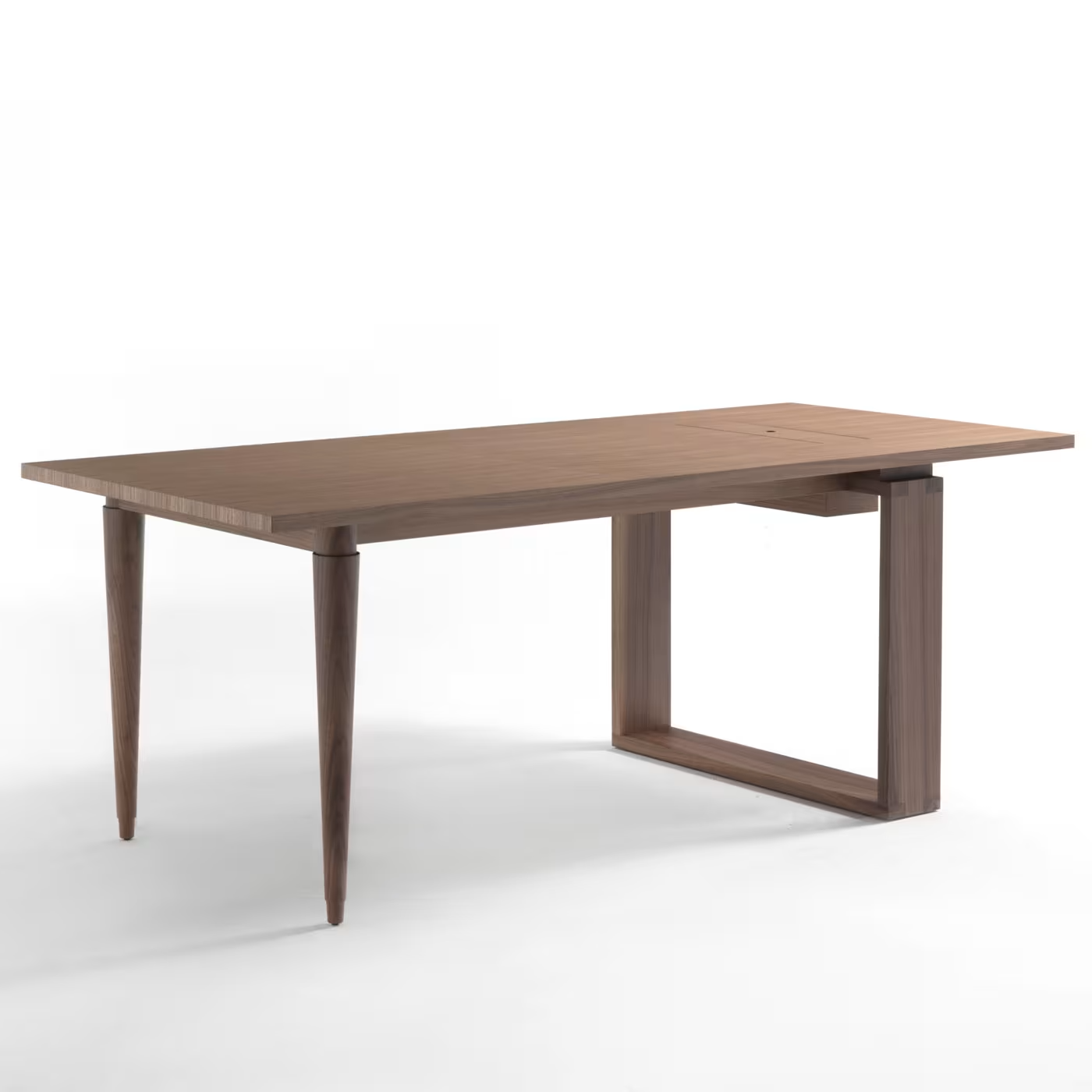 There is a wooden table