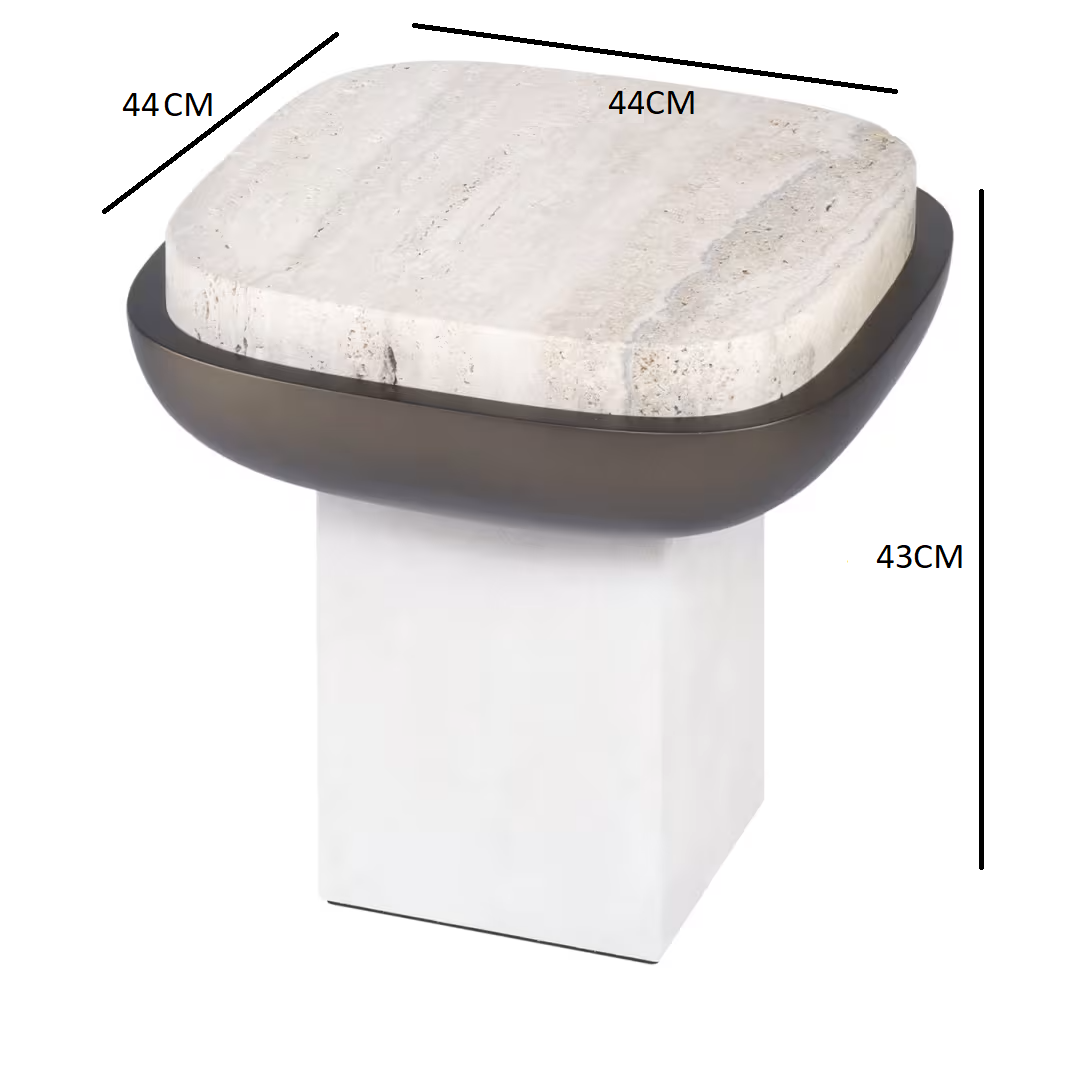 Olympia travertine square side table