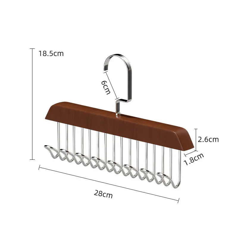 8 Hooks Wooden Clothes Coat Shirt Hangers Wardrobe Tie Belt Scarf