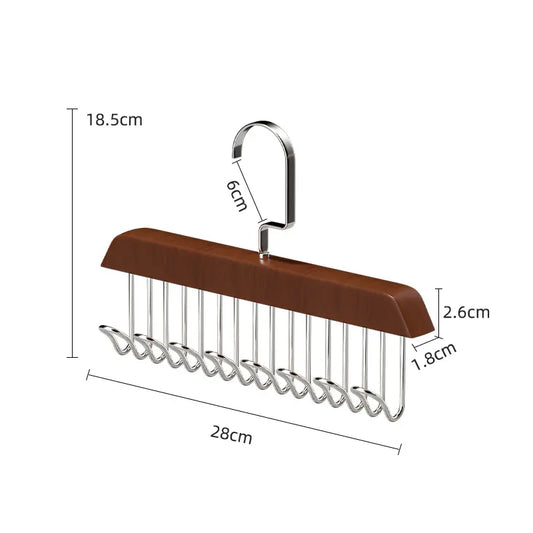 8 Hooks Wooden Clothes Coat Shirt Hangers Wardrobe Tie Belt Scarf