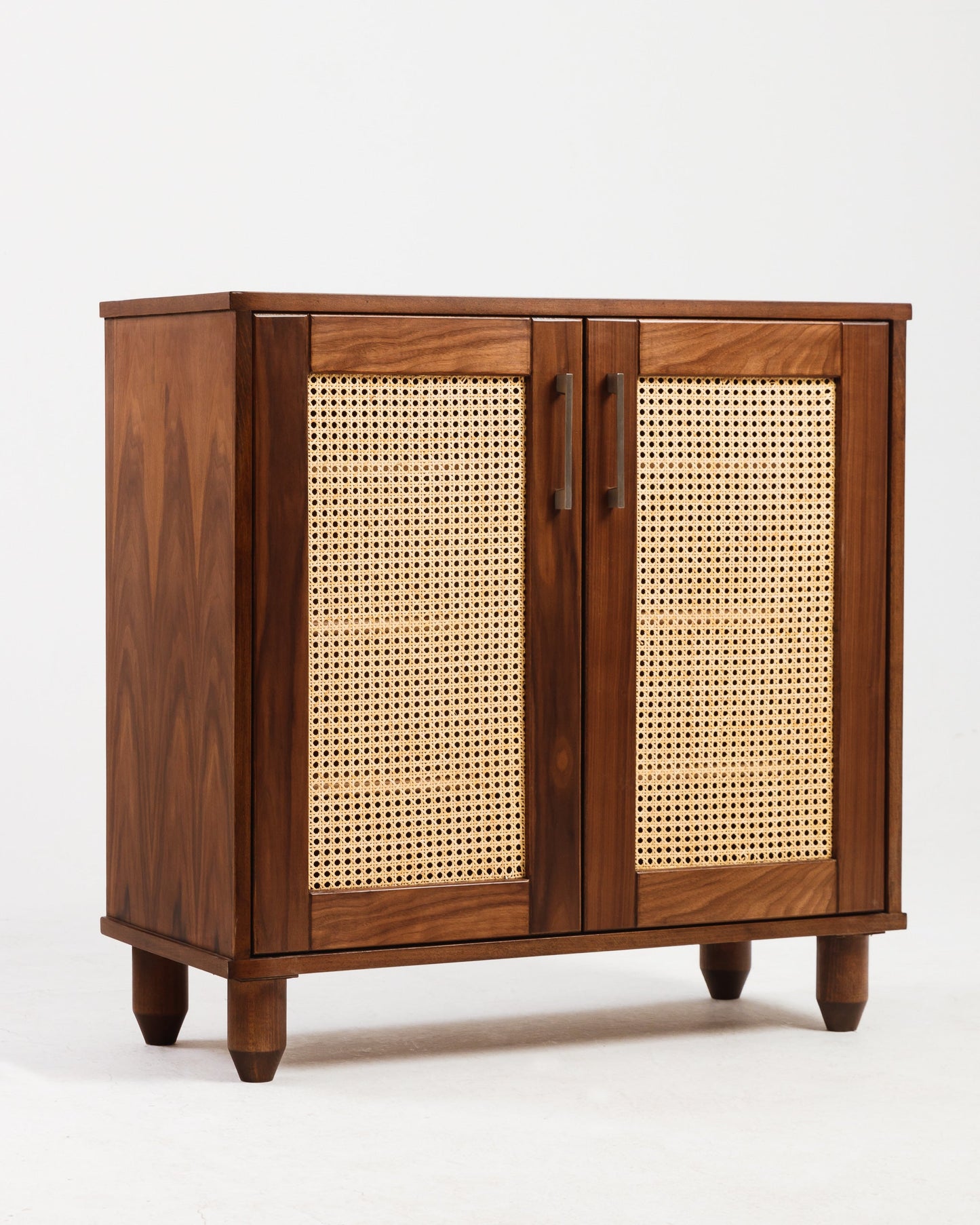 Rattan Walnut Shoe Storage