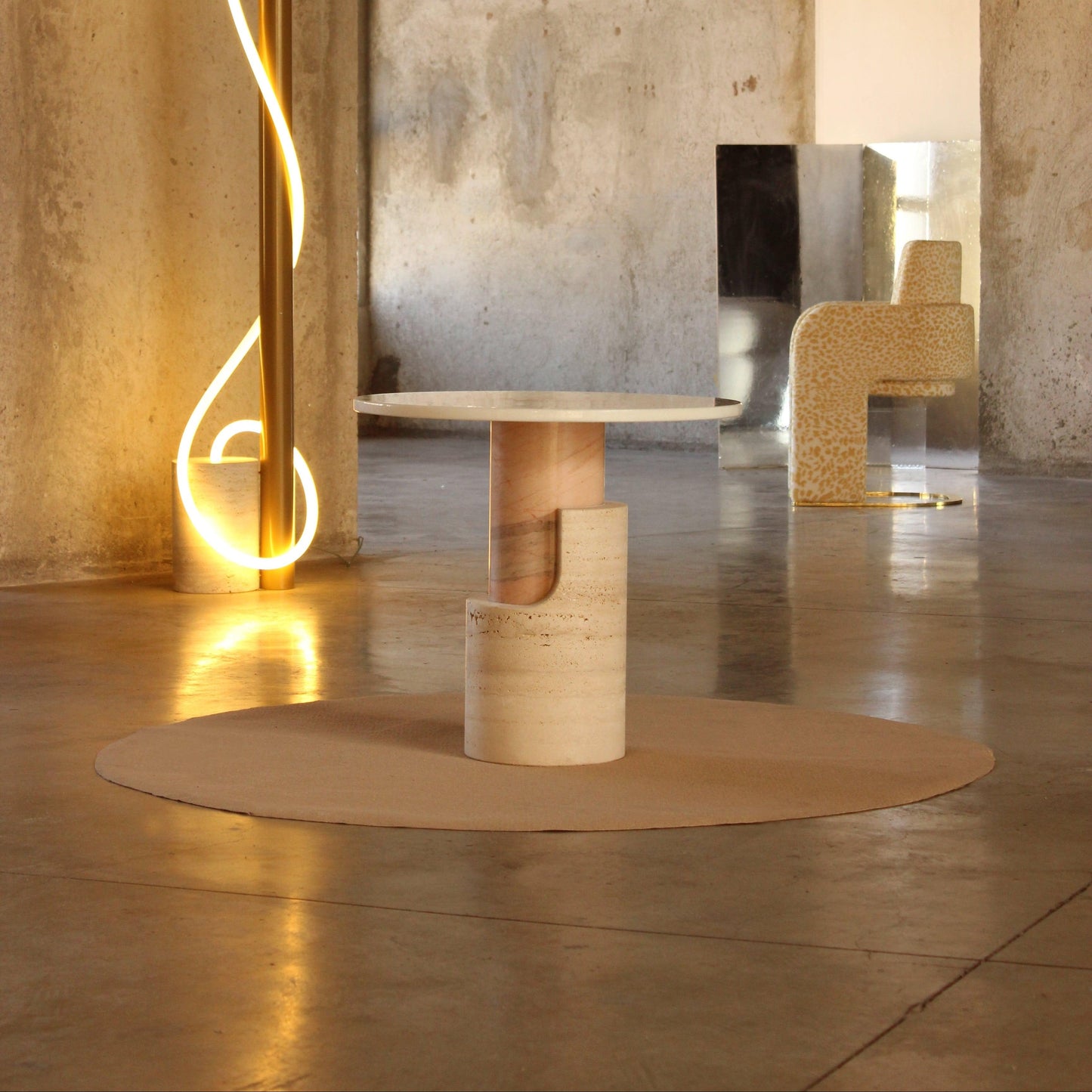 Long geometric side table