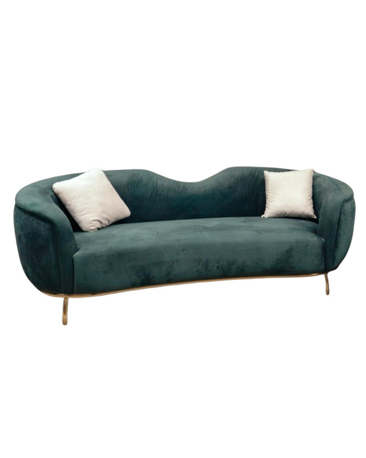 Serene Curved Teal Velvet Sofa