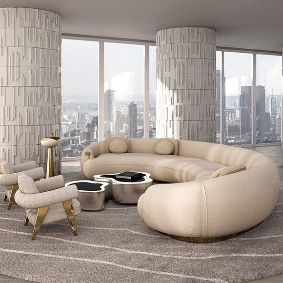 NEBET Luxurious Large Sofa in Gold