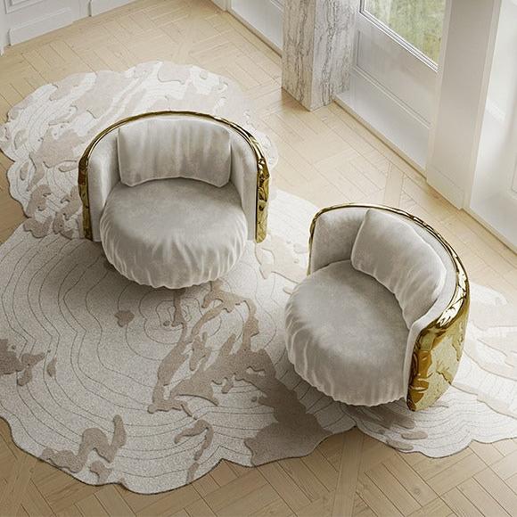 DIDI Luxurious Armchair in Gold Leather