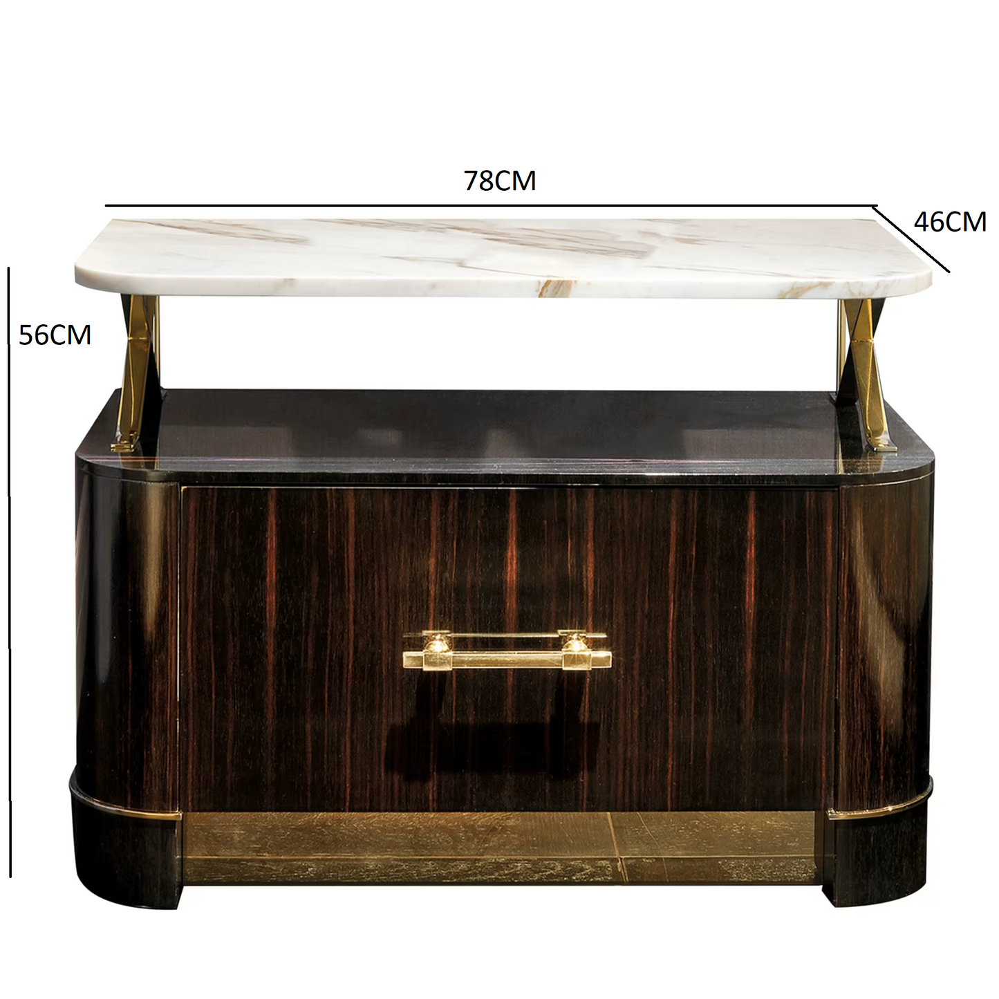 Ebony and calacatta bedside table