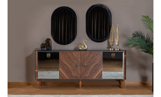 Black buffet with 2 mirrors