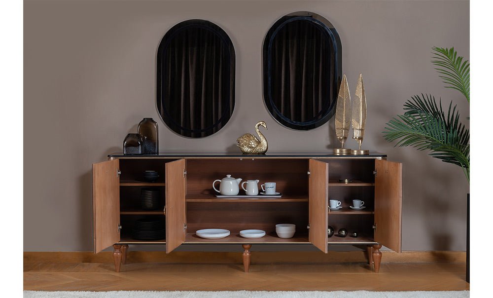 Black buffet with 2 mirrors