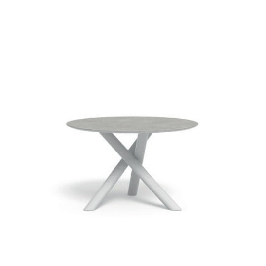 Circular outdoor dining table