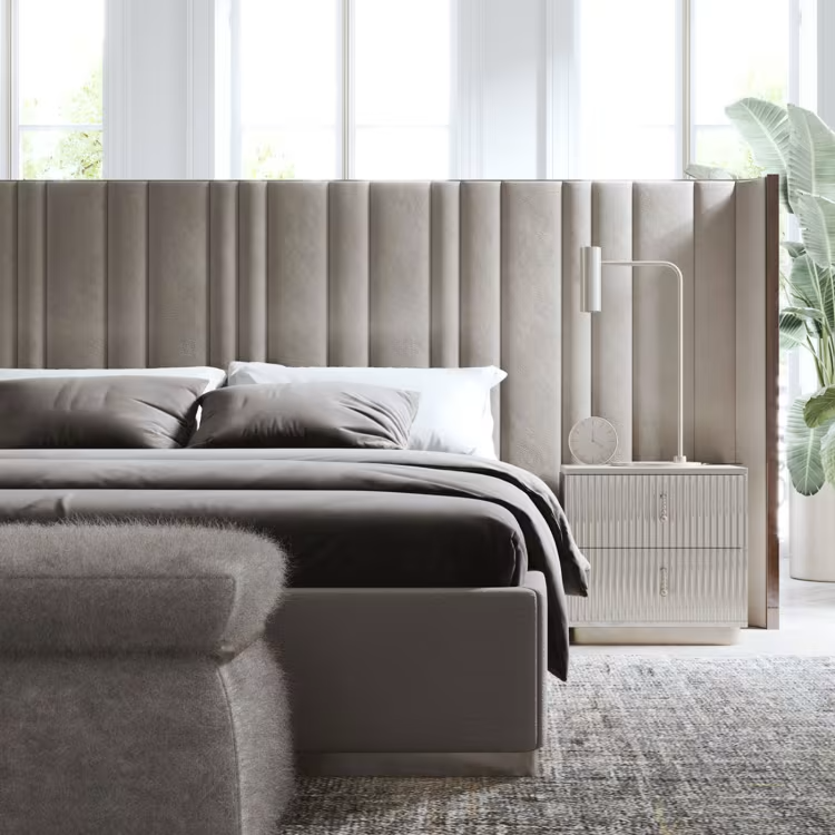 Saga xl italian curved bed in nabuck leather