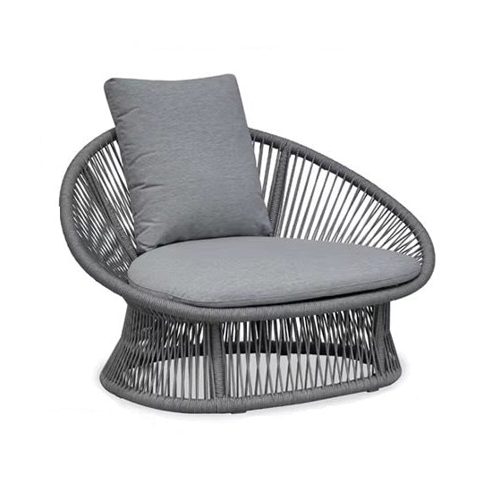 Metallic gray rope outdoor chairs