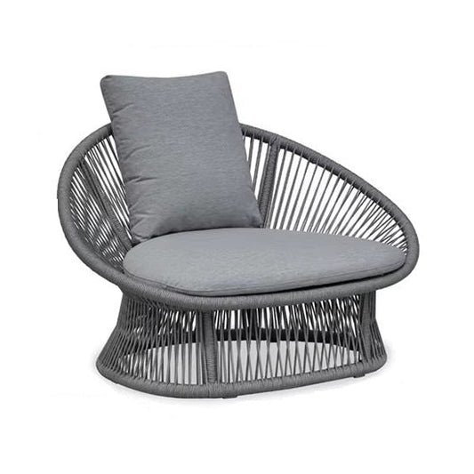 Metallic gray rope outdoor chairs