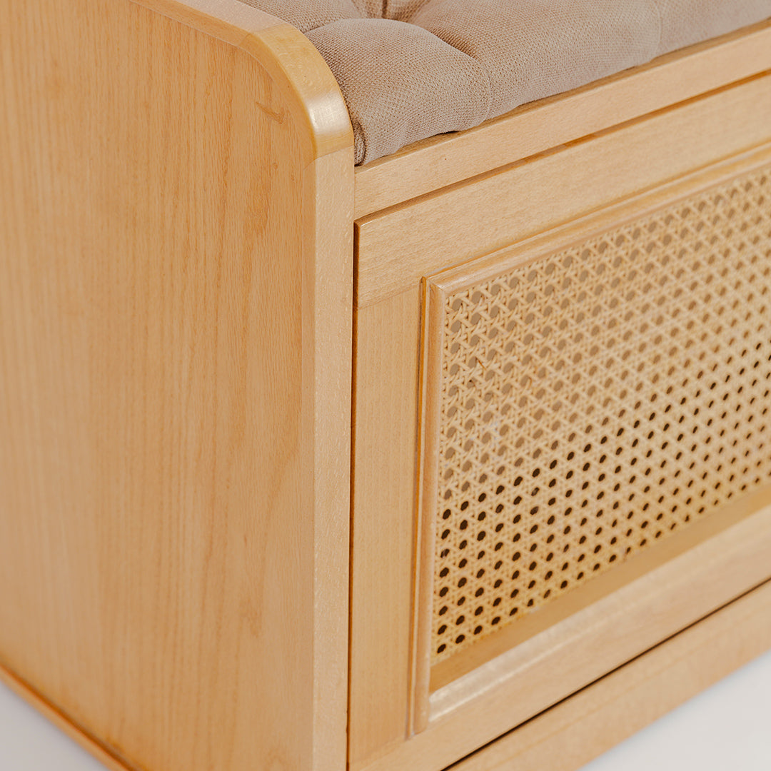Light Rattan Shoe Storage Bench