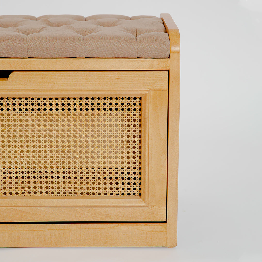 Light Rattan Shoe Storage Bench