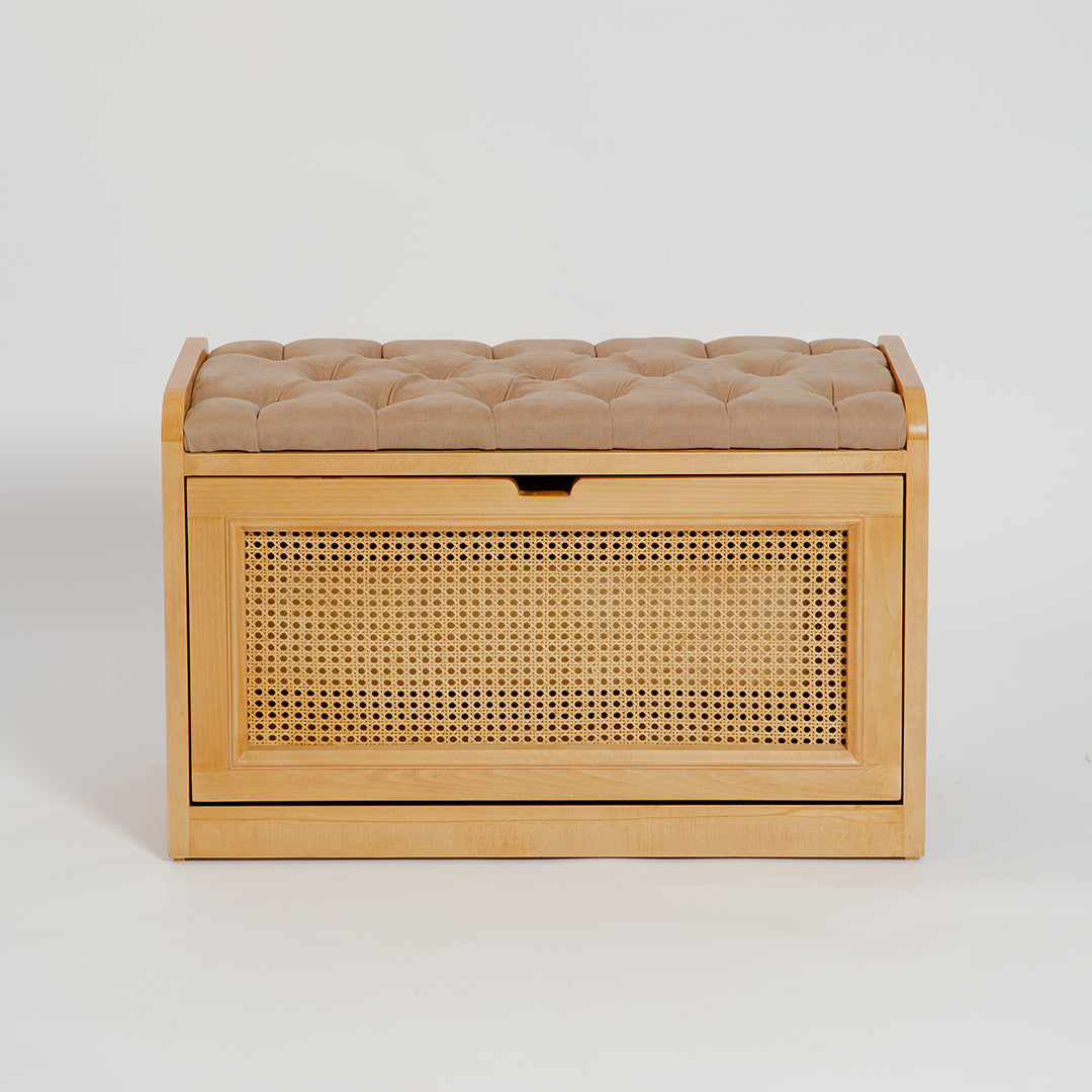 Light Rattan Shoe Storage Bench