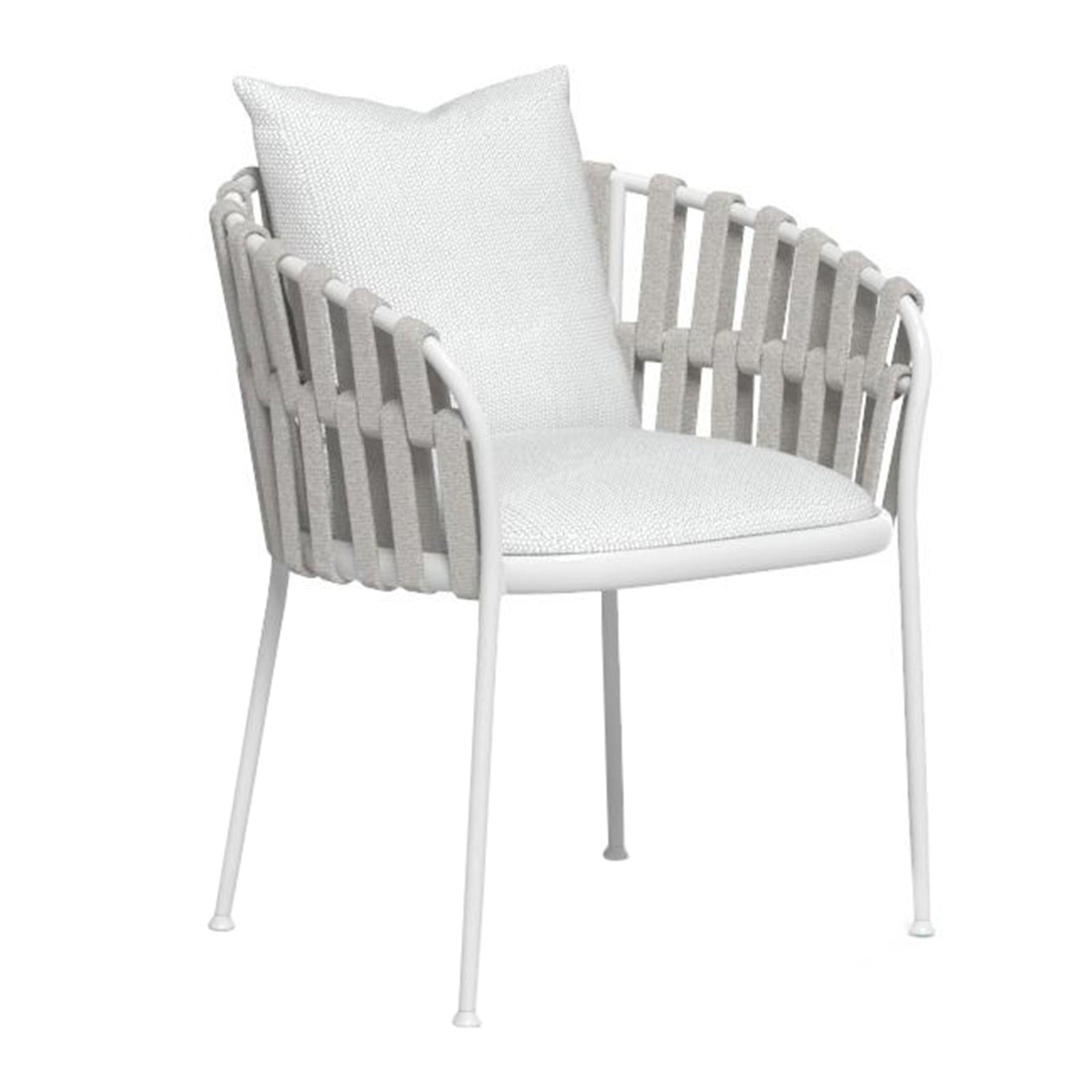 Outdoor armchairs with white fabric frame