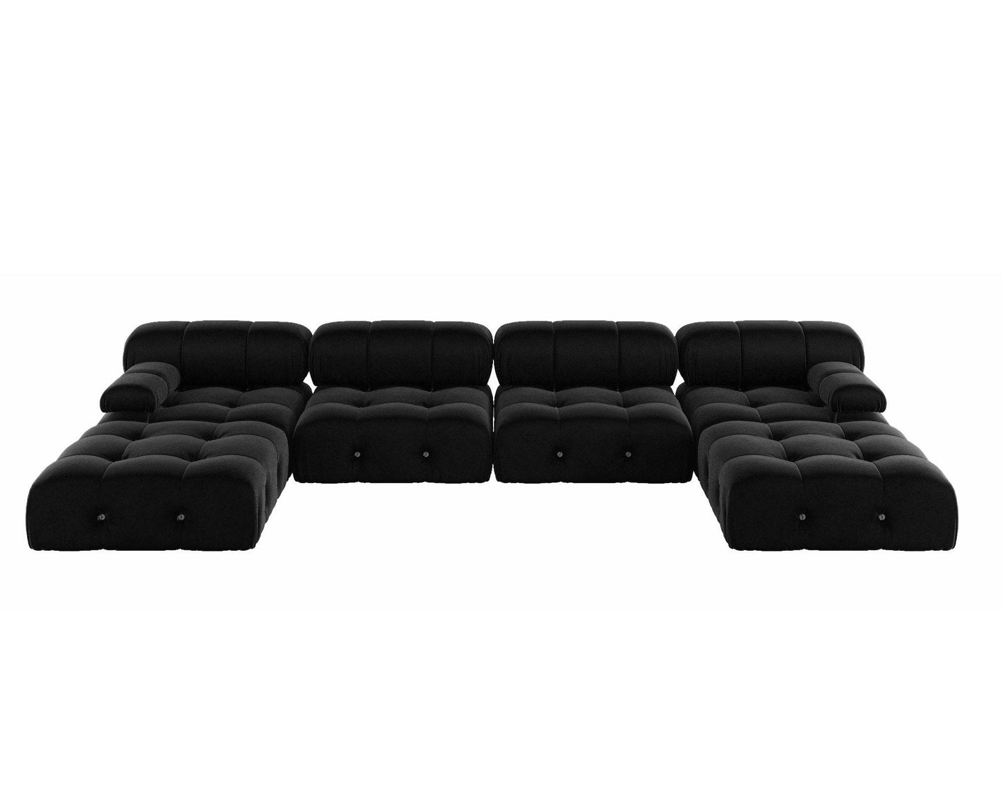 Luxe Black Velvet Modular Sectional Sofa