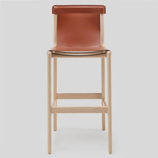 Burano brown leather counter stool
