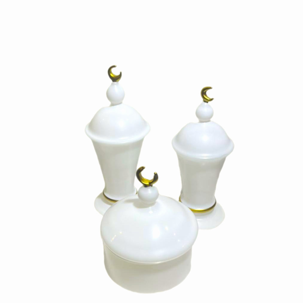 Glass lantern with Bonbonniere Set of 3