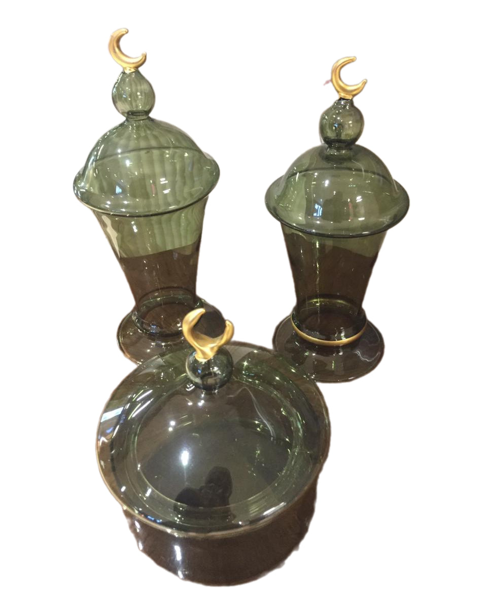Glass lantern with Bonbonniere Set of 3