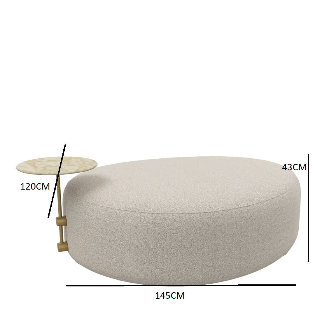 Mythos ottoman with marble side table