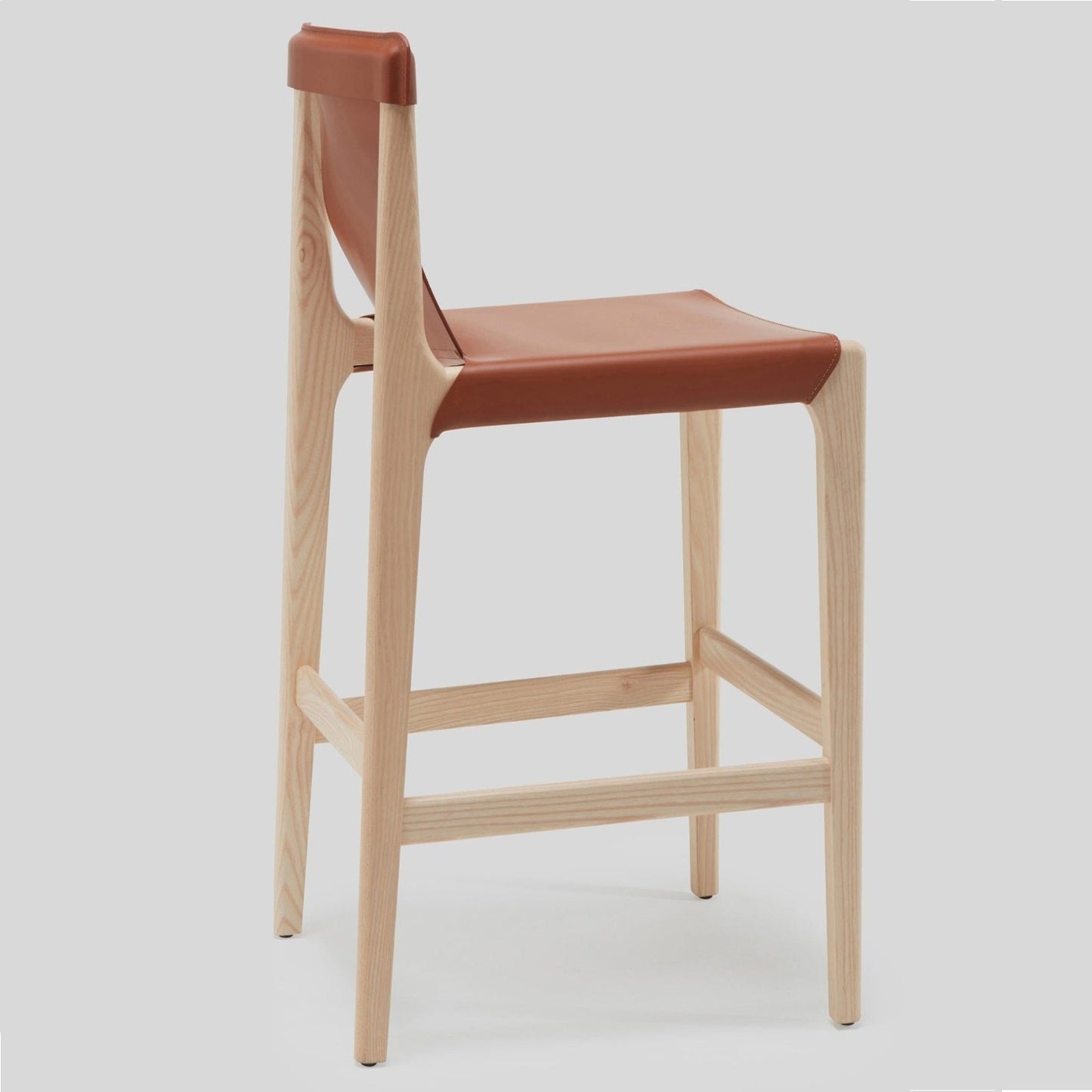 Burano brown leather counter stool
