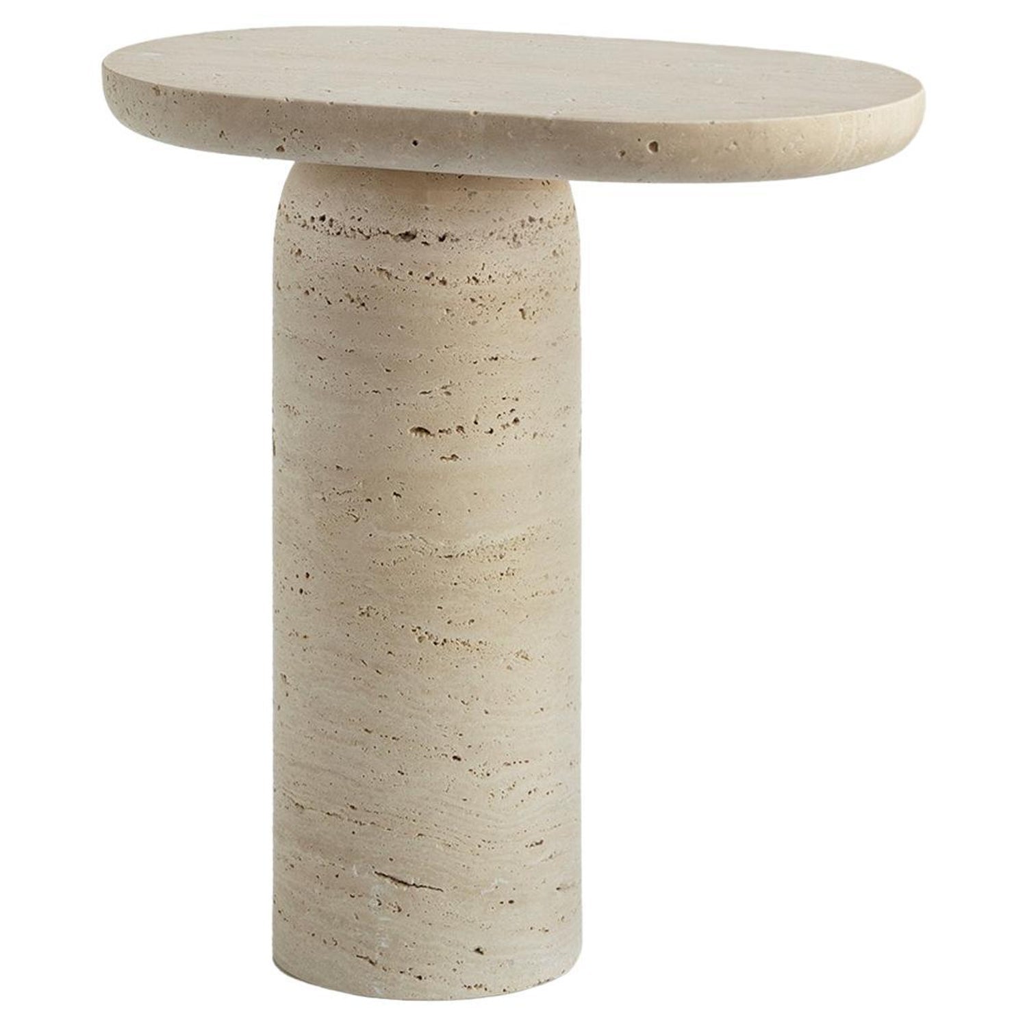 Travertine side table