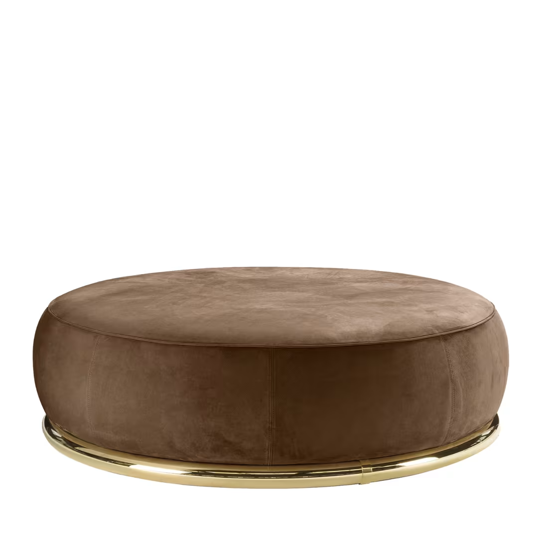 Abbracci round brown ottoman