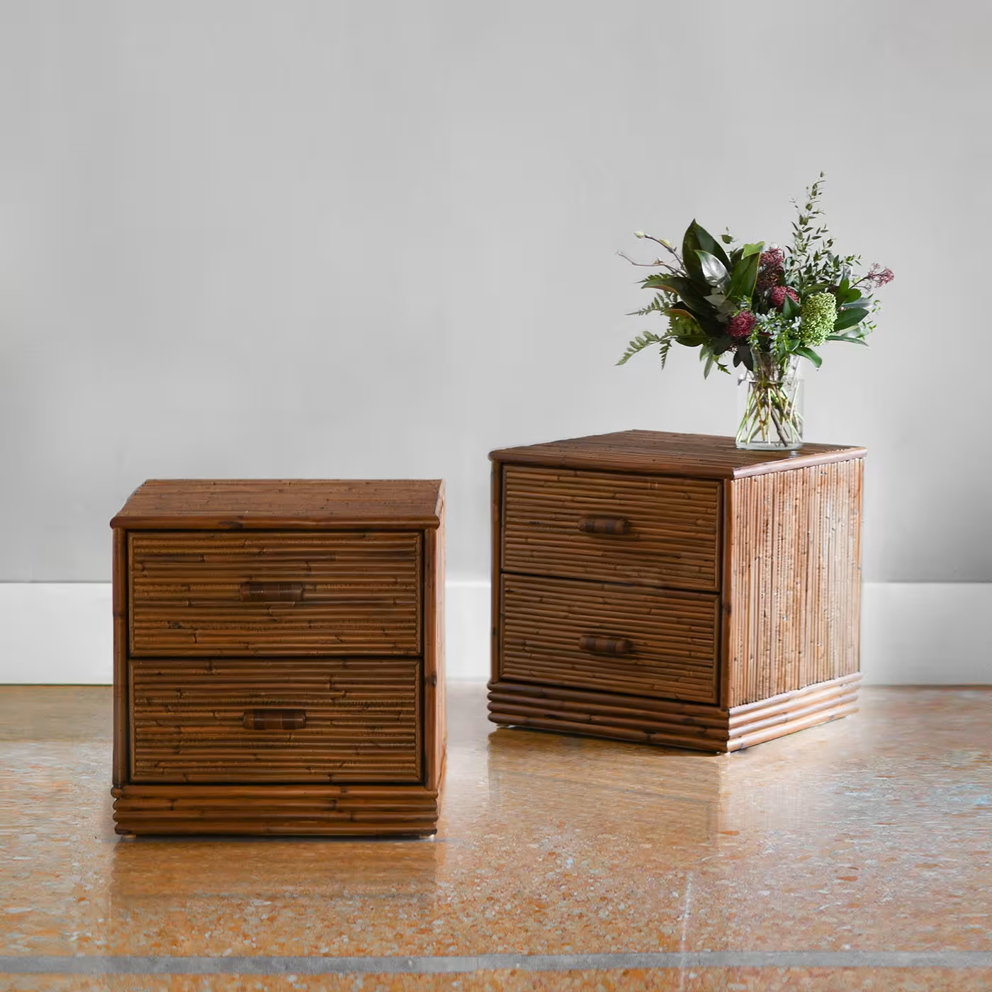 2-drawer bamboo nightstands